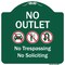 Signmission No Outlet No Trespassing Or Soliciting W/ No Car And No U-turn s Aluminum Sign, 18" H, GW-1818-9968 A-DES-GW-1818-9968 - alternate 1